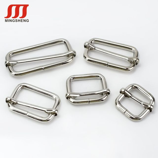 Silver Plated Metal Zinc Alloy Adjustable Bag Strap Slider Pin Buckle